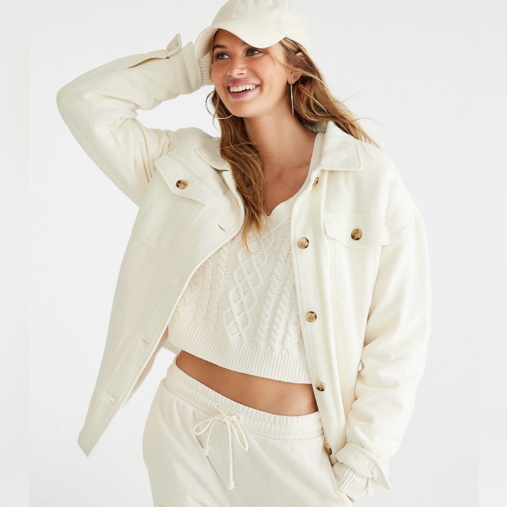Aeropostale Flannel Sherpa Lined Shacket